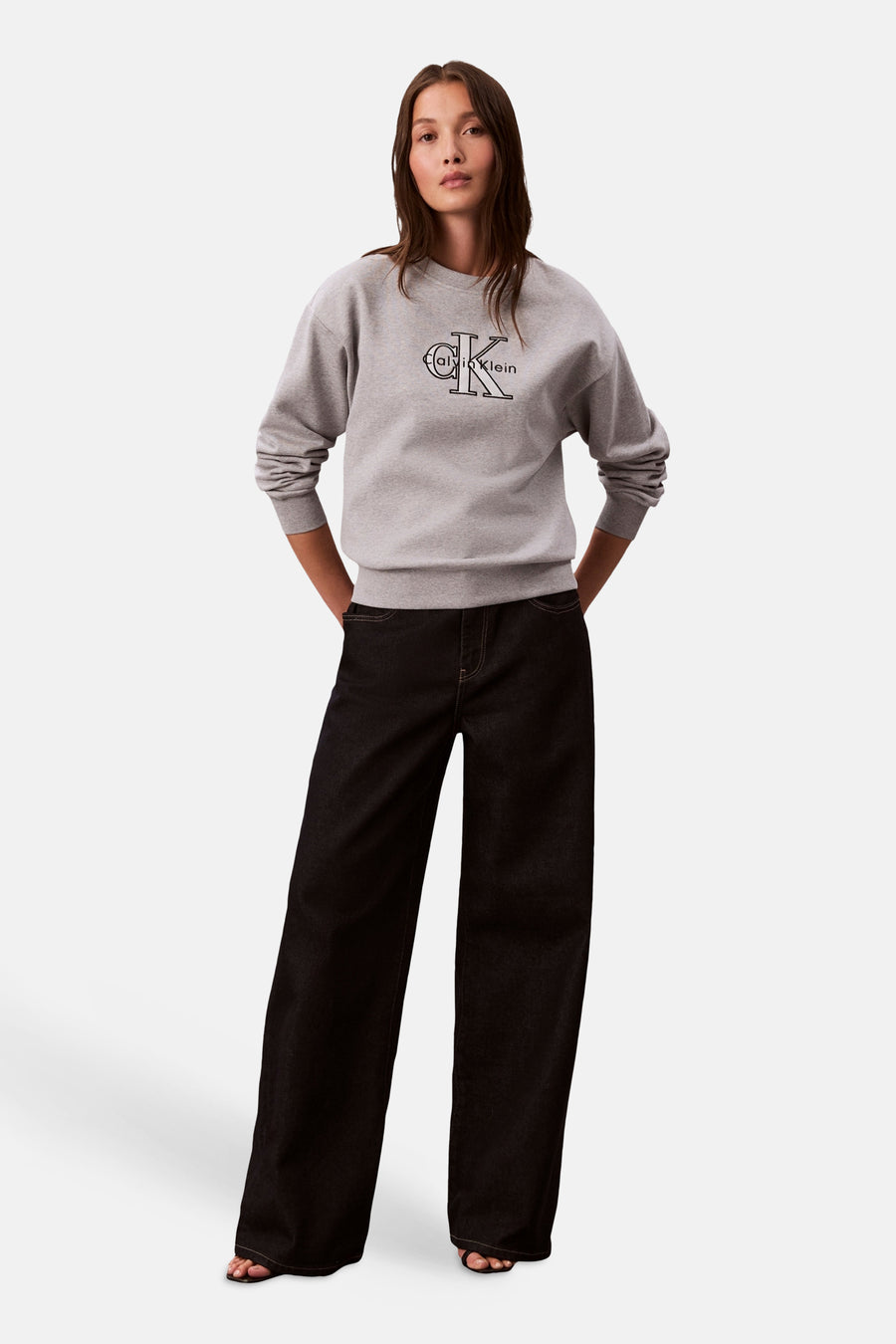 Sweater met ronde hals grijs - Calvin Klein - Calvin Klein