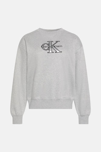 Grijze sweater van Calvin Klein met een Calvin Klein logo op de borst.
