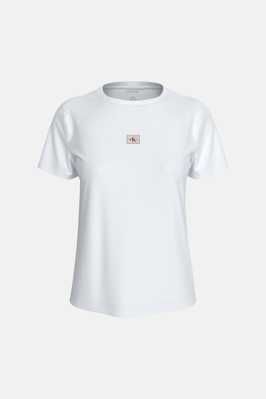 Wit T-shirt van Calvin Klein Jeans met een klein vierkant logo op de borst.
