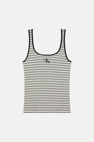 Gestreept mouwloos shirt van Calvin Klein, met een ronde halslijn en het logo op de borst.