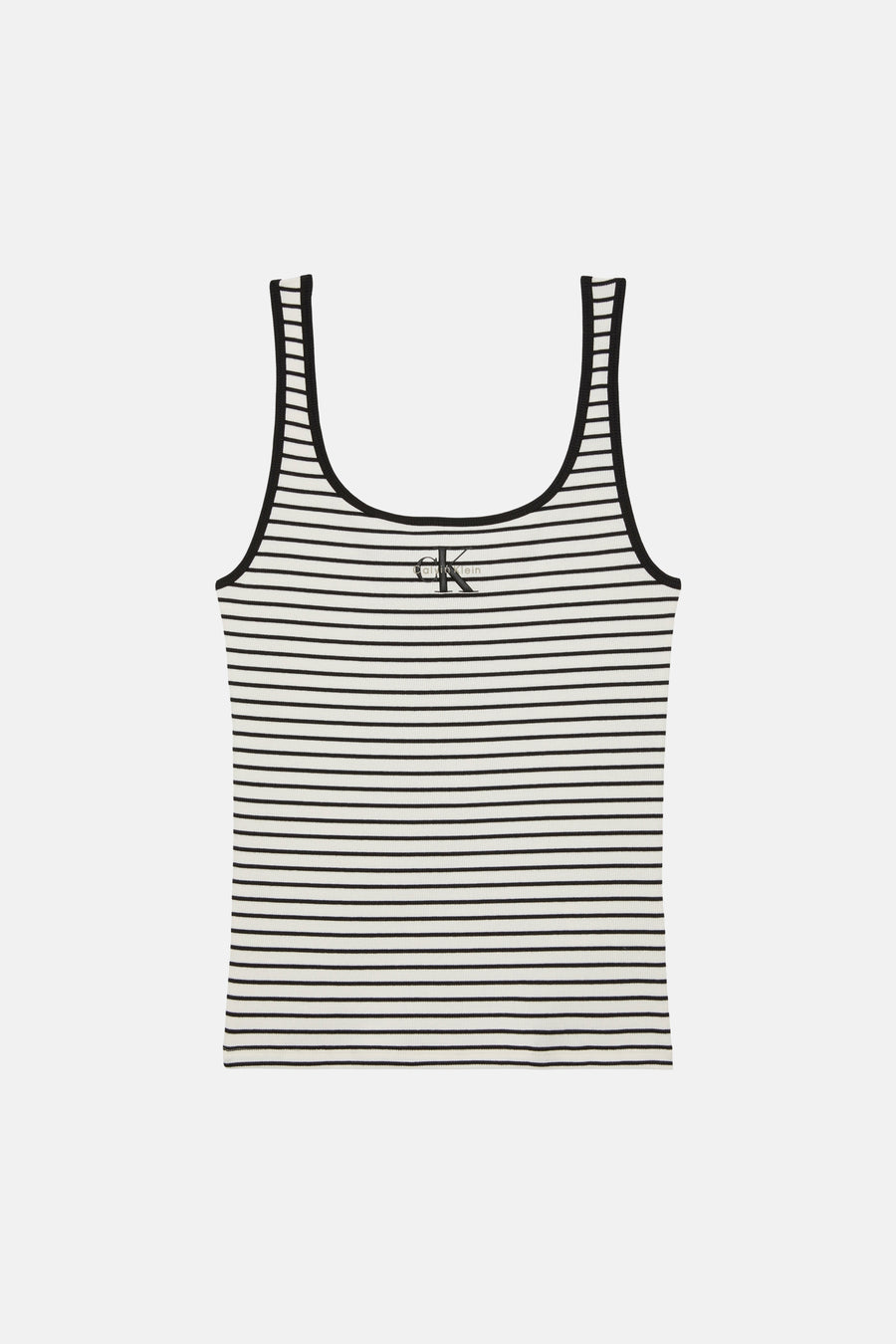 Gestreept mouwloos shirt van Calvin Klein, met een ronde halslijn en het logo op de borst.