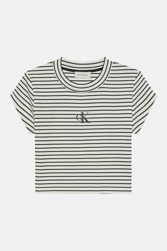 Multicolor T-shirt van Calvin Klein Jeans met korte mouwen en zwart-wit gestreept dessin.