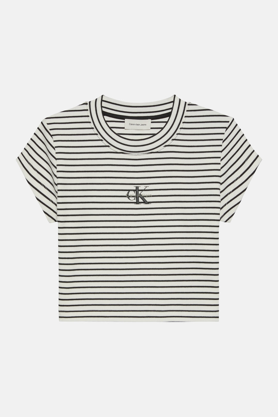 Multicolor T-shirt van Calvin Klein Jeans met korte mouwen en zwart-wit gestreept dessin.