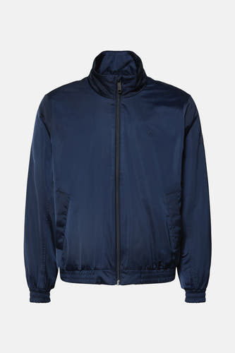 Blauwe regenjas van Calvin Klein met lange mouwen en een ritssluiting.