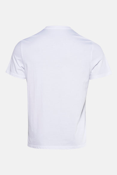 T-shirt blanc à manches courtes de Calvin Klein, dos affiché sur un fond uni.