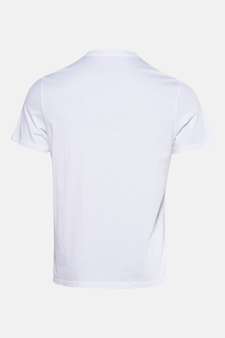 T-shirt blanc à manches courtes de Calvin Klein, dos affiché sur un fond uni.