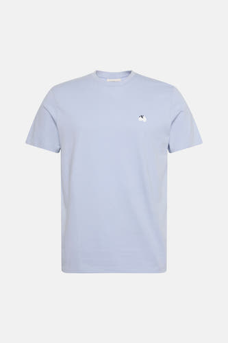 T-shirt bleu à manches courtes de Calvin Klein Jeans, avec un petit logo sur la poitrine.