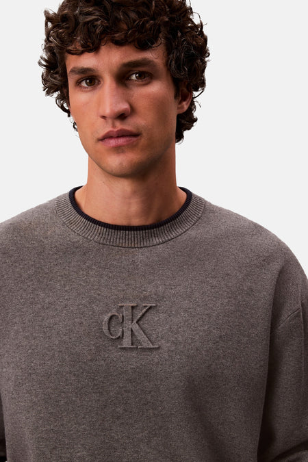 Pull met ronde hals - grijs