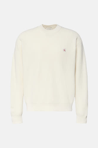 Gilet rond encolle beige Calvin Klein Jeans, avec un fin motif à carreaux et un logo subtil.