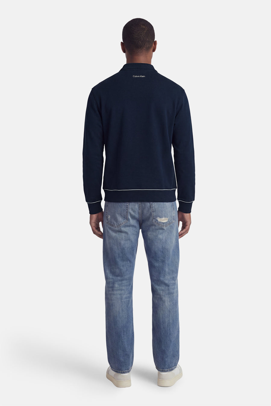 Sweat col O - bleu