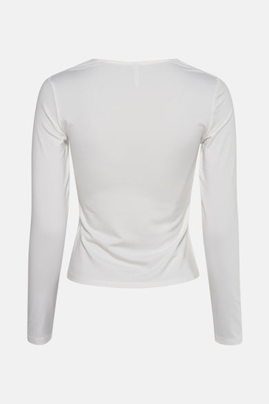 Wit T-shirt met lange mouwen van HAILYS, gezien van achteren.