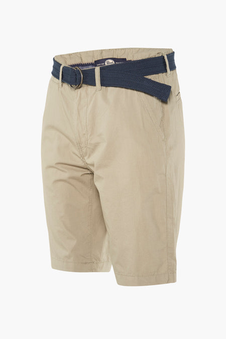 Beige bermuda van Petrol Industries met blauwe riem en steekzakken