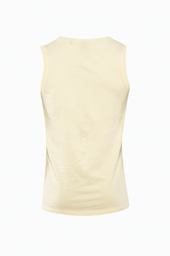 Gele tanktop van Petrol Industries, gezien van achteren, met een effen patroon en een comfortabele pasvorm.