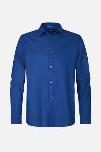 Blauw overhemd met lange mouwen van Petrol Industries, effen design met knoopsluiting.

