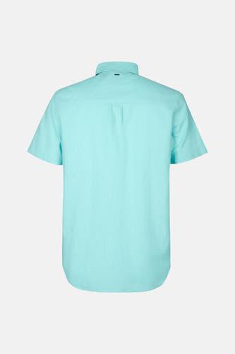 Turquoise overhemd met korte mouwen van Petrol Industries, achterkant weergegeven met een klassieke kraag.
