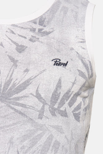 Blauwe singlet van Petrol Industries met bladmotief.