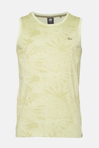 Mouwloze groene tanktop van Petrol Industries, met bladmotief.