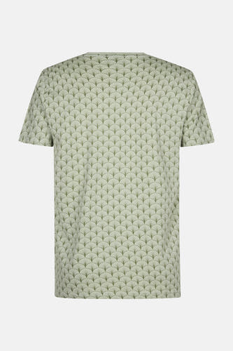 T-shirt vert avec manches courtes de Petrol Industries® dans une couleur verte et bleue à motif rayé.