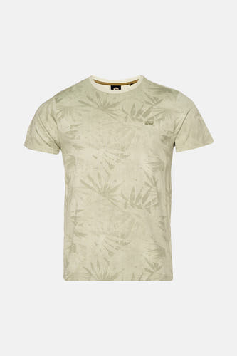 Groen T-shirt met korte mouwen van Petrol Industries, met een bladmotief en een ronde hals.
