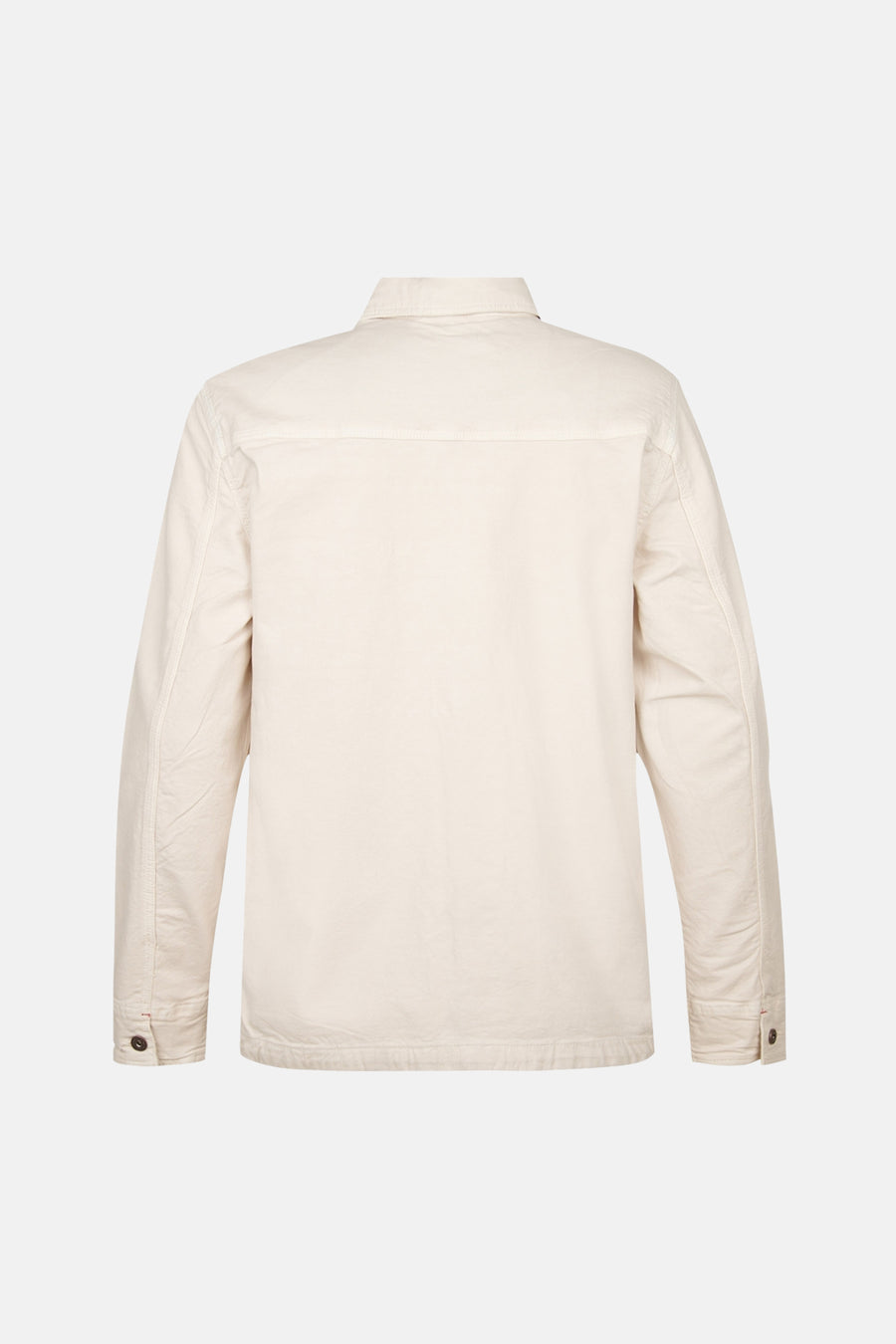 Ecru hemd met lange mouwen van Petrol Industries, achterkant weergegeven met knoopsluiting op de manchet.