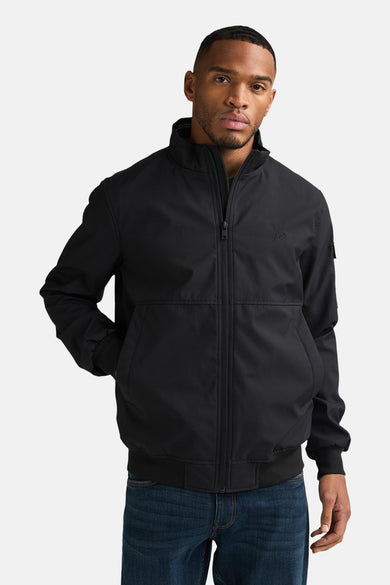 Veste courte noire de Petrol Industries®, vue de dos, à manches longues et au design uni.
