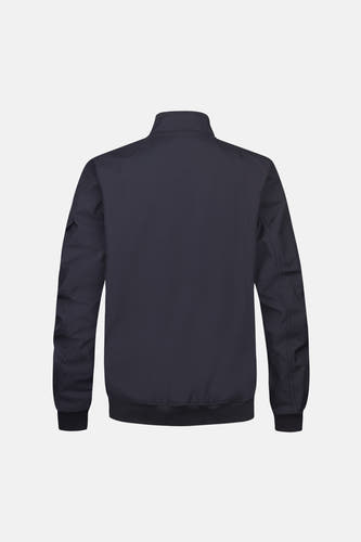 Zwarte korte jas van Petrol Industries®, gezien vanaf de achterkant, met lange mouwen en effen ontwerp.
