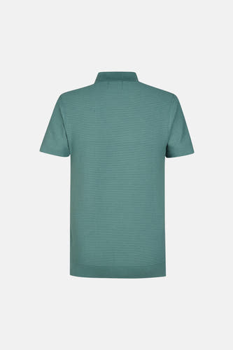 Polo vert de manches courtes de Petrol Industries®, avec un motif rayé subtil et un col classique.
