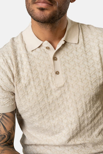 Ecru polo met korte mouwen van Petrol Industries®, met een subtiel geometrisch patroon.