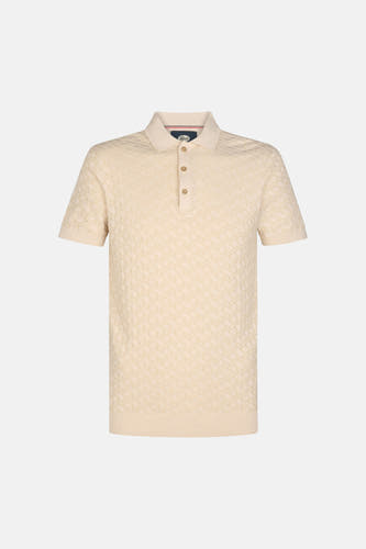 Ecru polo met korte mouwen van Petrol Industries®, met een subtiel patroon en knoopsluiting.
