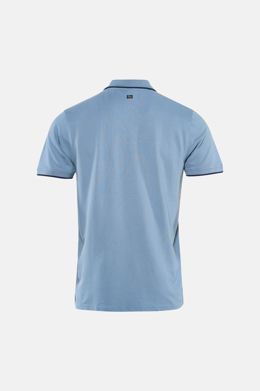 Blauw poloshirt met korte mouwen van Petrol Industries®, met donkerblauwe details aan de kraag en mouwen, rugzijde.
