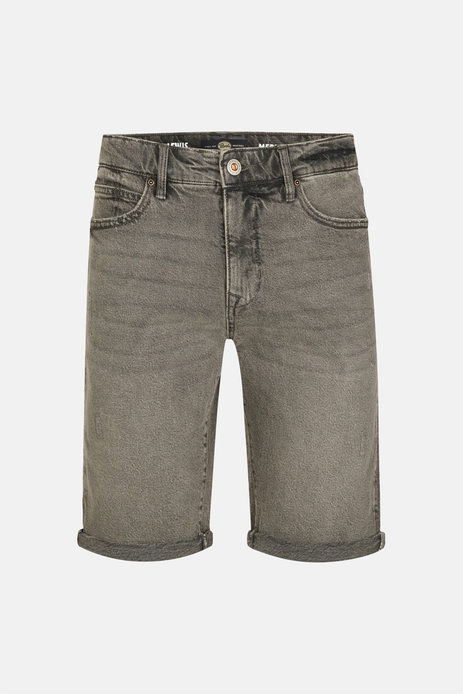 Short en jean gris délavé de Petrol Industries, avec ourlets retroussés et poches avant.