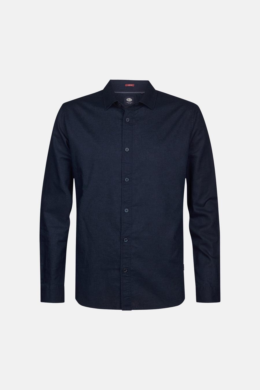 Blauw overhemd met lange mouwen van Petrol Industries, effen textuur en knoopsluiting.