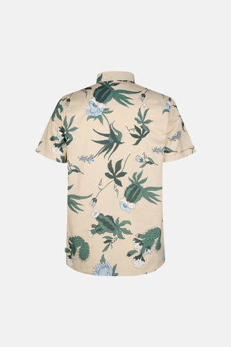 Multikleurig hemd met korte mouwen van Petrol Industries® met een botanische print en een kraag.
