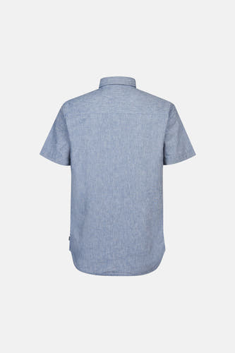 Blauw overhemd met korte mouwen van Petrol Industries, met een lichte textuur en knoopsluiting.