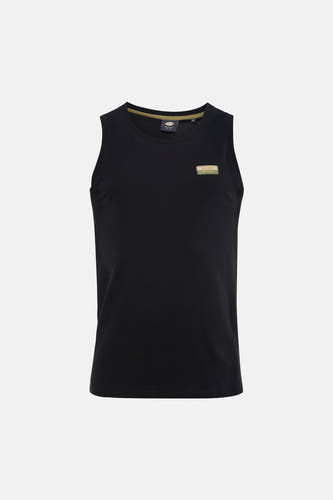 Zwarte tanktop van Petrol Industries, met een logo badge op de borst.