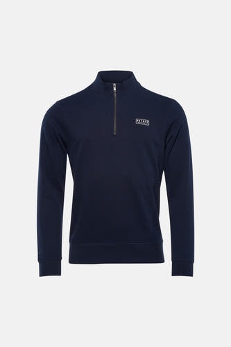 Blauwe sweater met ronde hals van Petrol Industries, met korte ritssluiting aan de voorkant.