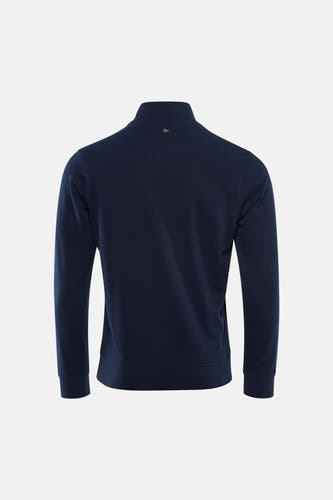 Blauwe sweater met ronde hals van Petrol Industries, rugzijde weergegeven.