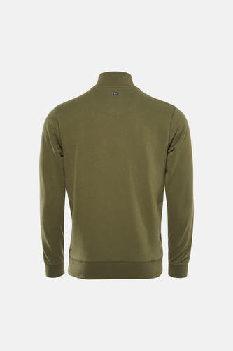 Groene sweater met ronde hals van Petrol Industries®, achterkant met een klein logo op de hals.