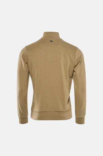 Beige sweater met ronde hals van Petrol Industries, achteraanzicht met een subtiel label bij de nek.