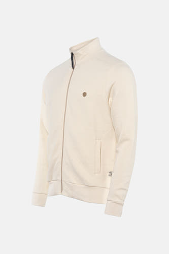 Ecru kleurig gilet van Petrol Industries, met rits, zak en subtiele diagonale stiksels.
