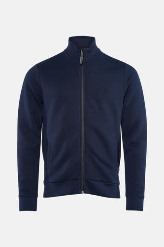 Blauw vest van Petrol Industries met rits en subtiel geometrisch patroon.
