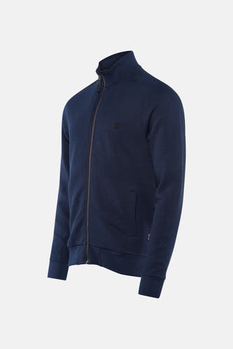 Blauw vest van Petrol Industries met textuur, lange mouwen en een rits aan de voorkant.