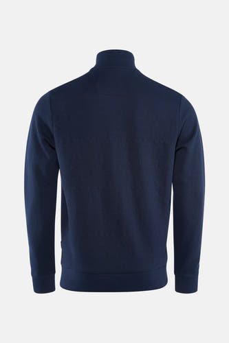 Blauw vest van Petrol Industries, met een subtiel geometrisch motief en een hoge kraag.