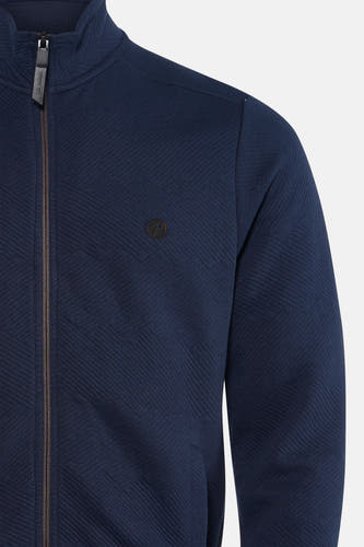Blauw gilet van Petrol Industries met ritssluiting en subtiel zigzagpatroon.