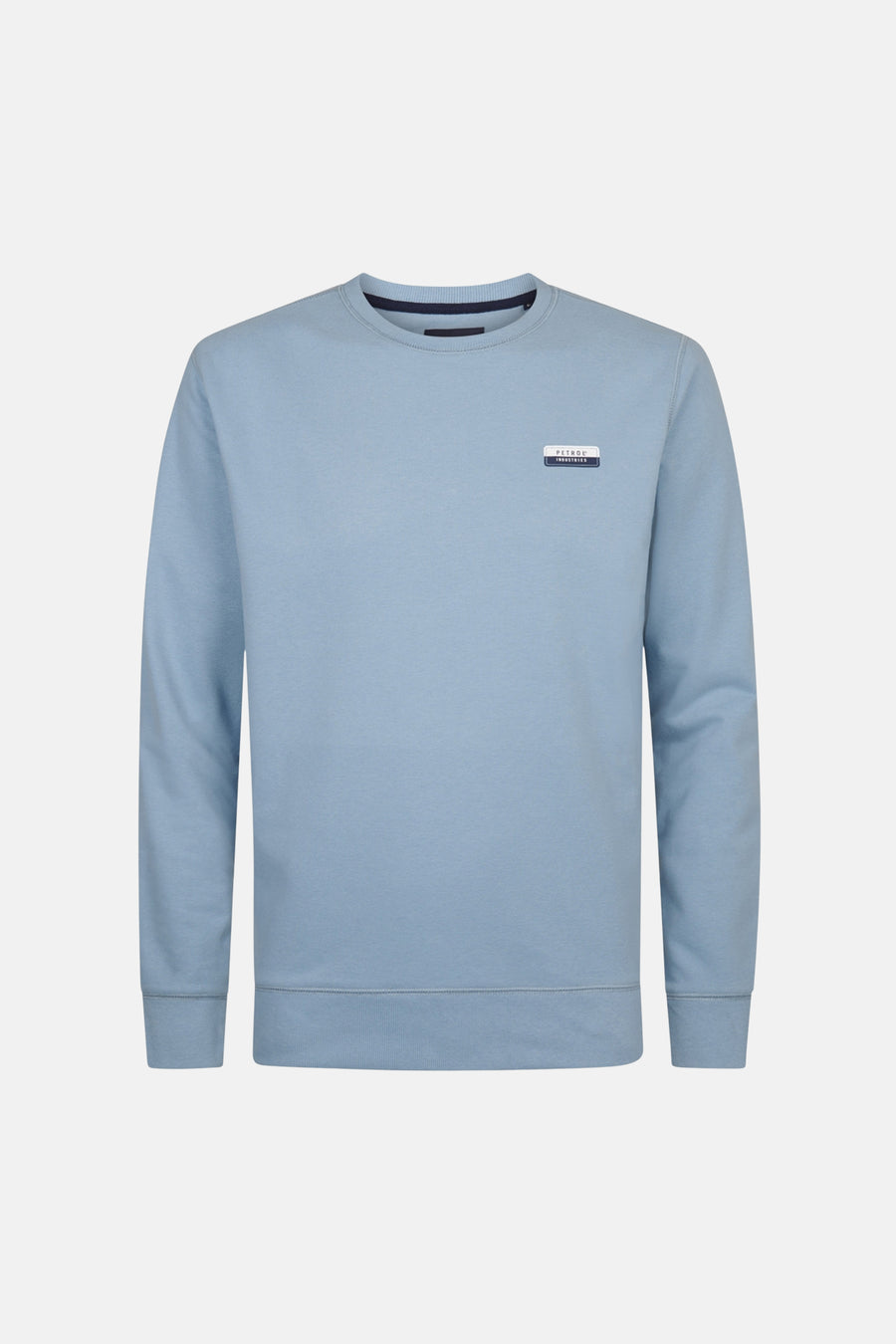 Sweat-shirt bleu avec col rond de Petrol Industries, avec un petit logo sur la poitrine.