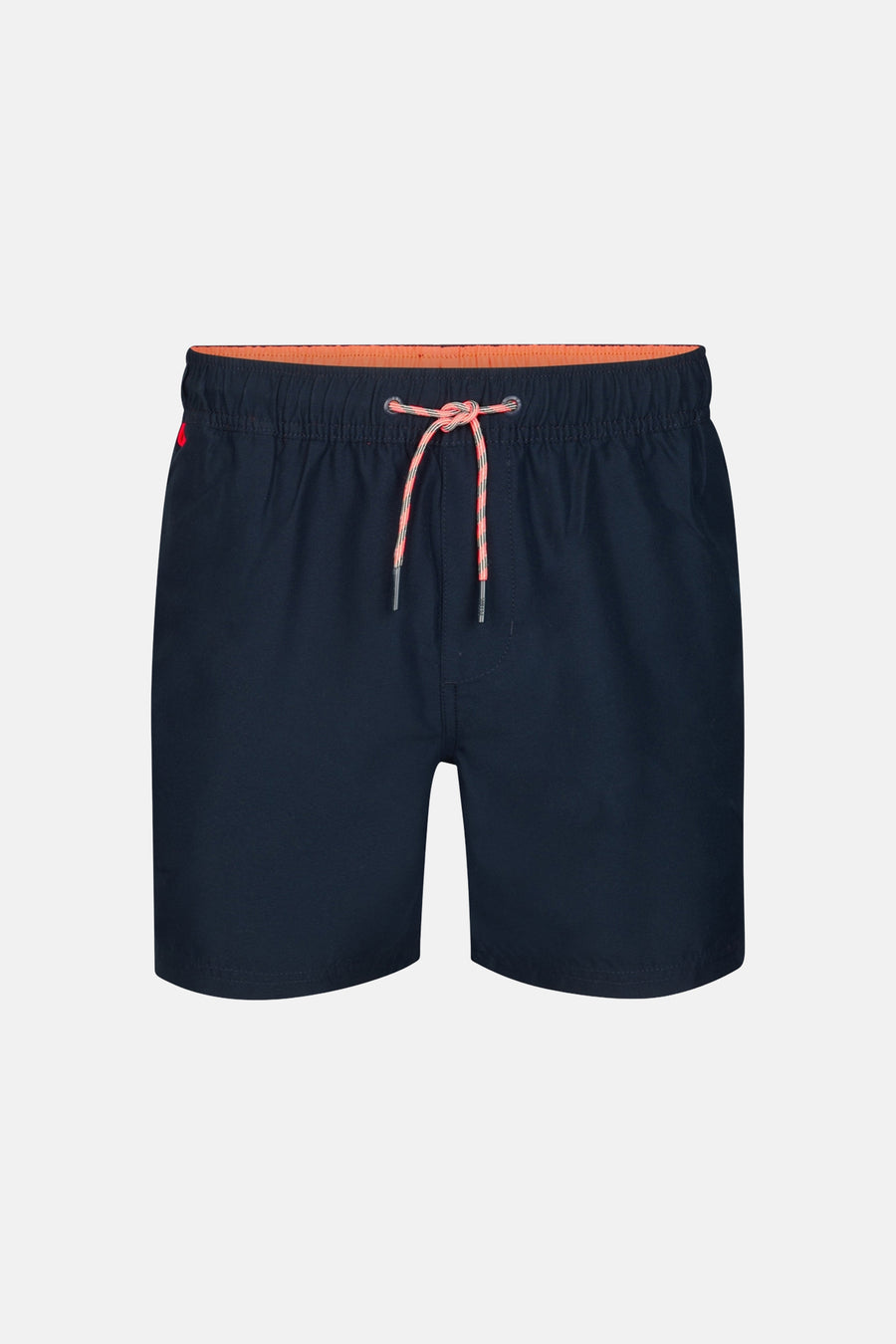 Blauwe zwemshort van Petrol Industries® met een oranje tailleband en trekkoord.

