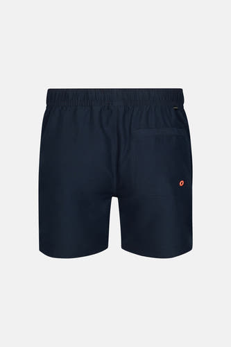 Blauwe zwemshort van Petrol Industries, met achterzak en een klein oranje detail.