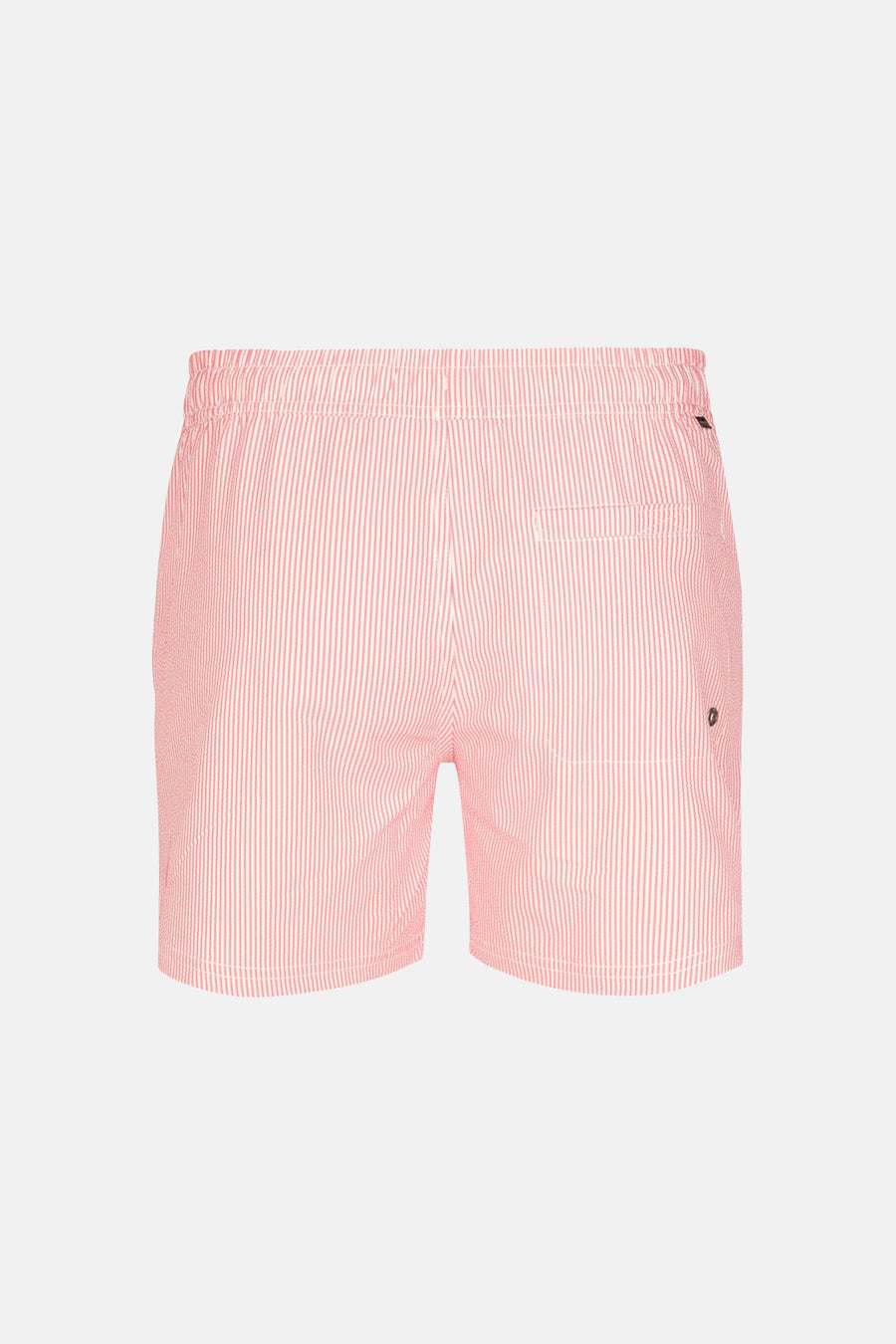 Roze zwemshort van Petrol Industries, met witte strepen, achterzak en koord in de tailleband.