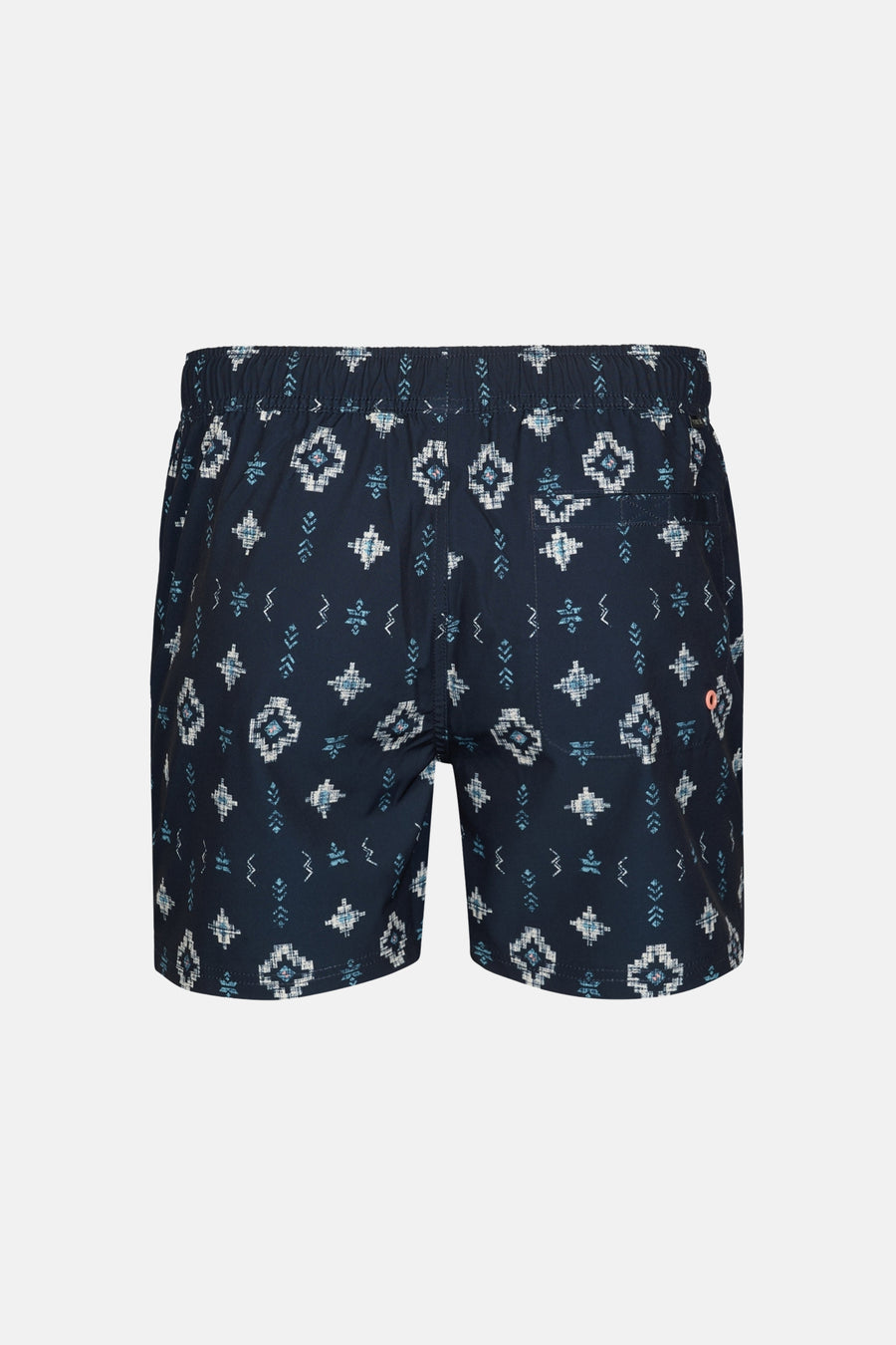 Blauwe zwemshort van Petrol Industries® met een geometrisch patroon en een achterzak.