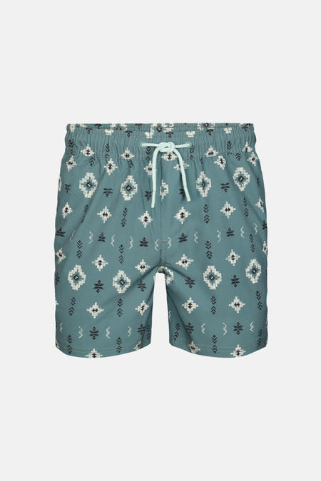 Short de bain vert de Petrol Industries® avec taille élastique et motif graphique.